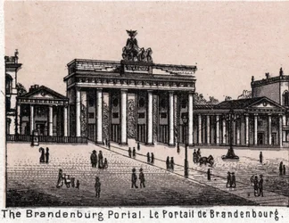 Berlin, Allemagne : vue de la Porte de Brandebourg dans « Le Monde Illustré 168 vues » sans date (fin XIXe siècle)