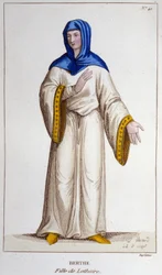 Berthe, fille de Lothaire II, Roi de Lotharingie. gravure de 1830