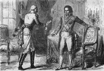 Trahison de Bernadotte - Jean Baptiste Jules Bernadotte (1763-1844) reçoit un envoyé (agent secret) de Prusse à Stockholm, Suède le 18 décembre