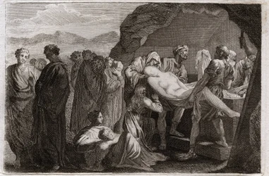 Bible de Royaumont, Ancien Testament : Mort de Sara. Sara (Sarah) meurt. Abraham pour l