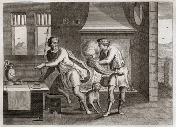 Bible de Royaumont, Ancien Testament : Jacob et Ésaü. Ésaü vend son droit d