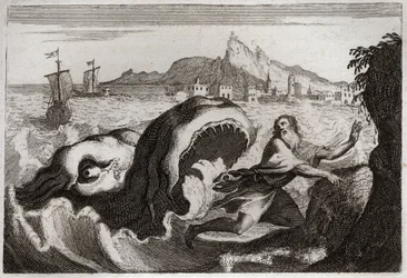 Bible de Royaumont, Ancien Testament : Jonas dans la baleine. Illustration de 1811.