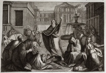 Bible de Royaumont, Ancien Testament : Pénitence des Ninivites. Les habitants de Ninive font tous pénitence à la prédication du prophète Jonas. Illustration de 1811.