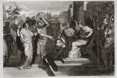 Bible de Royaumont, Ancien Testament : Piété de Josaphat. Josaphat, le roi le plus pieux de Juda, fait trembler tous les princes qui l