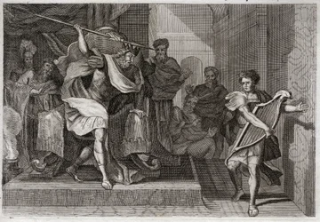 Bible de Royaumont, Ancien Testament : Saül veut tuer David. Saül, plein de colère et d
