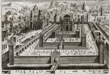 Bible de Royaumont, Ancien Testament : Temple de Salomon. Salomon construit le Temple à Jérusalem. Illustration de 1811