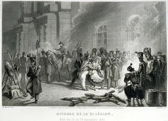Bivouac de la XI Légion - nuit du 22 au 23 décembre 1830 - dans "Fastes des Gardes nationales de France"