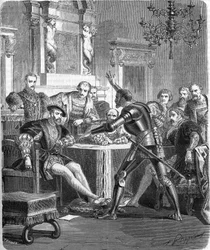 Blaise de Monluc (1502-1577), maréchal de France à la cour de François Ier. Gravure du 19ème siècle.