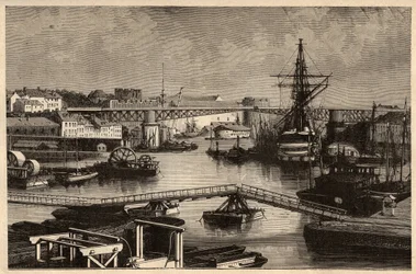 Brest - Le port militaire - Finistère - Bretagne - gravure dans « PATRIE - DESCRIPTION PICTURESQUE DE LA FRANCE EN 6 VOLUMES » par Lucien Huard - fin du 19ème siècle