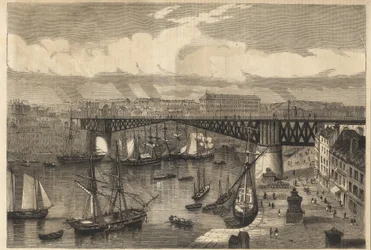 Brest - le grand pont tournant en 1864 - pont National - pont tournant