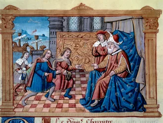 Les frères Nicolo et Matteo Polo reçus à la cour de Qubilai