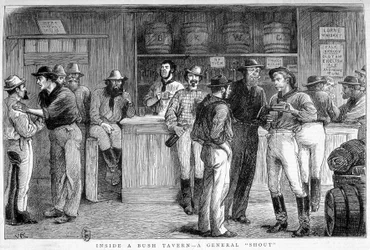 Taverne de brousse en Australie, vers 1880