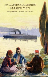 Carton de la compagnie maritime française mondiale.
