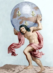 Caricature de Colbert en Atlas (gravure)