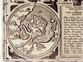 Carthage vue du golfe de Tunis dans un atlas historique du 17ème siècle.