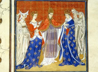 Charles IV le Bel et Blanche de Bourgogne - Miniature du Moyen Âge