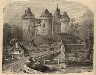 Château de Combourg - Ille-et-Vilaine Bretagne - gravure dans « PATRIE » - DESCRIPTION PICTURESQUE DE LA FRANCE EN 6 VOLUMES PAR LUCIEN HUARD - fin 19ème siècle