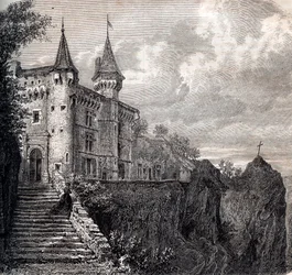 Château de la Rochelambert à Saint-Paulien - Haute-Loire - Auvergne-Rhône-Alpes - gravure vers 1867