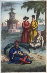 Bonzes chinois - moines chinois - gravure tirée de « Usi e Costumi di Tutti i Popoli dell