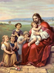 Chromolithographie de la fin du 19e siècle représentant la vie du Christ