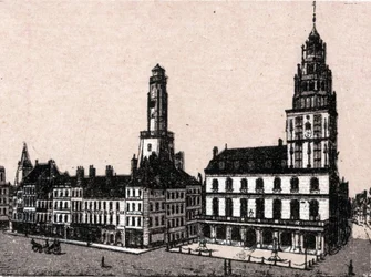 Ville de Calais : ancien phare et hôtel de ville dans « Le Monde Illustré 168 vues» Non daté (fin du XIXe siècle)