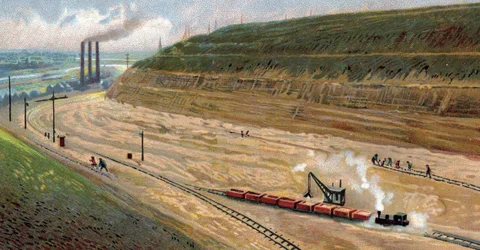 Construction du canal Albert dans les années 1930, reliant le port de Liège au port d