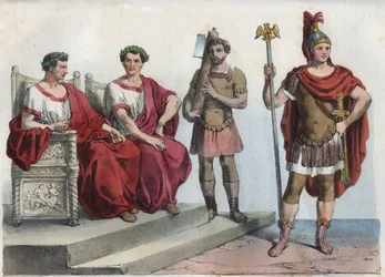 Consul et licteurs dans la Rome antique - gravure tirée de «Usi e costumi di tutti i popoli dell