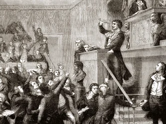 Convention du 21 septembre 1792 : Jean Paul Marat à la tribune - gravure dans « Histoire de France » par Henri Martin