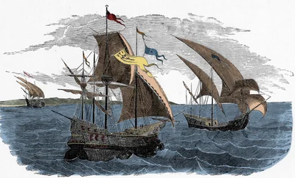 La flotte de Cortez part pour le Mexique - Colonisation espagnole des Amériques : l