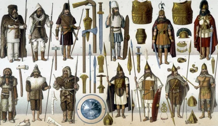 Costumes, armures et armes des guerriers barbares