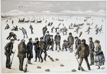 Curling sur un lac gelé près de Halifax, Nouvelle-Écosse