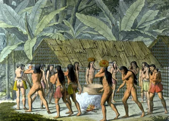 Danse des Camacans, Indiens du Brésil - dans « Le costume ancien et moderne » de Ferrario, éd. Milan