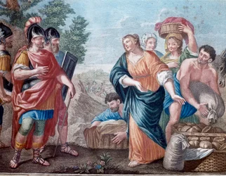 David et Abigail (Abigael, Abigal) Lithographie du 19ème siècle