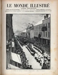 Désastre du puits Sainte Eugénie - Les funérailles des victimes du désastre de Montceau-les-Mines en Bourgogne - Gravure dans « Le Monde Illustré » de 1895