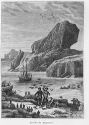 Découvertes et explorations: les îles Kerguelen - dans "Les voyageurs du 18e et 19e siècle", par Jules Verne, éd. Hetzel et Cie, Paris.