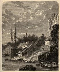 Douarnenez - Finistère - Bretagne - gravure dans "PATRIE - DESCRIPTION PICTURESQUE DE LA FRANCE EN 6 VOLUMES" par Lucien Huard - fin 19ème siècle