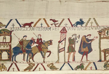 Le comte Harold chevauche de Bosham à Londres, Tapisserie de Bayeux