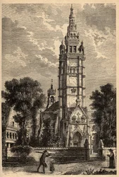 Église Notre-Dame de Croaz Batz à Roscoff - Finistère - Bretagne - gravure dans « PATRIE » - DESCRIPTION PICTURESQUE DE LA FRANCE EN 6 VOLUMES PAR LUCIEN HUARD - fin 19ème siècle