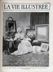 Élisabeth de Wied reine consort de Roumanie 1843-1916 - Élisabeth de Wied - Élisabeth Pauline Ottilie Louise de Wied (connue sous le nom de plume de Carmen Sylva), dans son bureau au Castel Pelesch - couverture de la vie illustrée de 1900