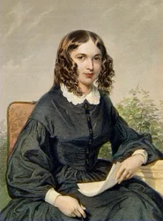 Elizabeth Barrett Browning (1806-1861) - poétesse anglaise - gravure - Elizabeth Barrett Browning poétesse et féministe anglaise (1806-1861).