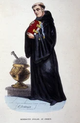 Bénédictin anglais. Gravure d