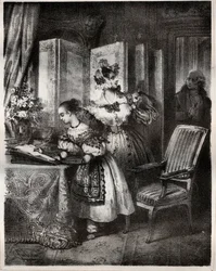 Gravure du 19ème siècle pour le roman de Madame Cottin (Sophie Cottin Rostand) (1770-1807) « Malvina » - Collection privée