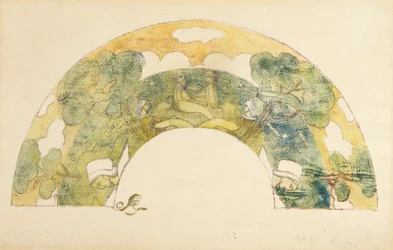 Éventail - Bretons au bord de la mer