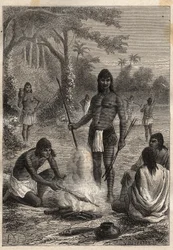 Expédition en Amérique (1799-1804) par Alexander von Humboldt (1769-1859) et Aimé Bonpland (1773-1858) : Indiens Omaguas (Amazonie, Pérou) - illustration de « Les Grands Navigateurs du 18ème siècle »