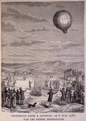 Expérience faite à Annonay le 5 juin 1783 par les frères Montgolfier - dans «Les Contemporains», n.d. fin 19e siècle