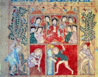 Guérison favorite. Miniature du manuscrit « Livre de la Thériaque. Kitab al-Diryaq » (folio 27) écrit par Claude Galien