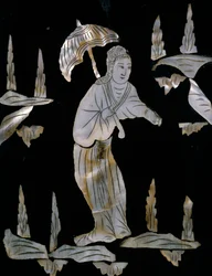 Figure féminine avec parapluie, détail d