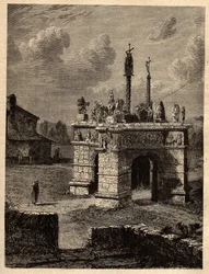 Finistère - Bretagne - Le calvaire de Pleyben - Enclos paroissial de Pleyben - gravure dans « PATRIE » - DESCRIPTION PICTURESQUE DE LA FRANCE EN 6 VOLUMES PAR LUCIEN HUARD - fin du XIXe siècle