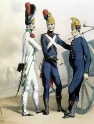 Pompiers en uniforme - vers 1850