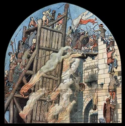 Première Croisade : le siège et la prise de Jérusalem par les croisés dirigés par Godefroy de Bouillon (1058-1100) en 1099.